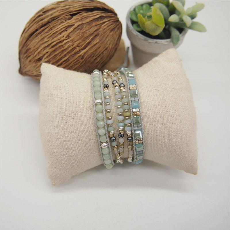 Amazonite Triple Wrap Bracelet | Bohemian Beadwork Jewelry | Gift for Mom